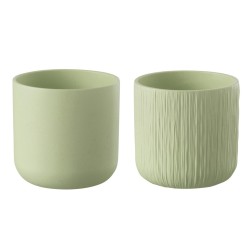 Set de 2 cachepots en céramique vert menthe 7x7x6.5 cm