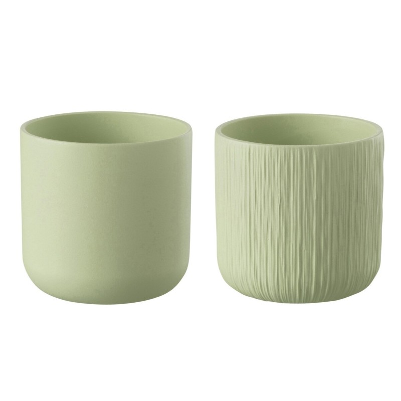 Set de 2 macetas de cerámica verde menta 7x7x6.5 cm Set de 2 macetas de cerámica verde menta 7x7x6.5 cm