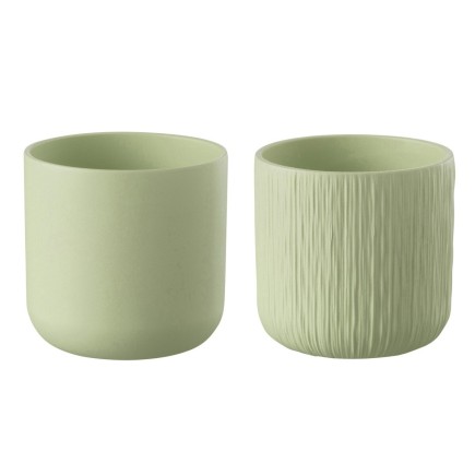 Set de 2 cachepots en céramique vert menthe 7x7x6.5 cm