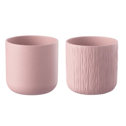 Set de 2 cachepots en céramique rose 7x7x6.5 cm