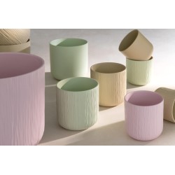 Set de 2 cache-pots en céramique rose 7x7x6.5 cm