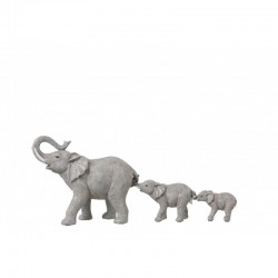 Éléphants en résine gris 57x17.5x24 cm
