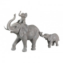 Éléphants en résine gris 71.5x16x41.5 cm