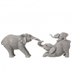 Éléphants en résine gris 72x14.5x25.5 cm