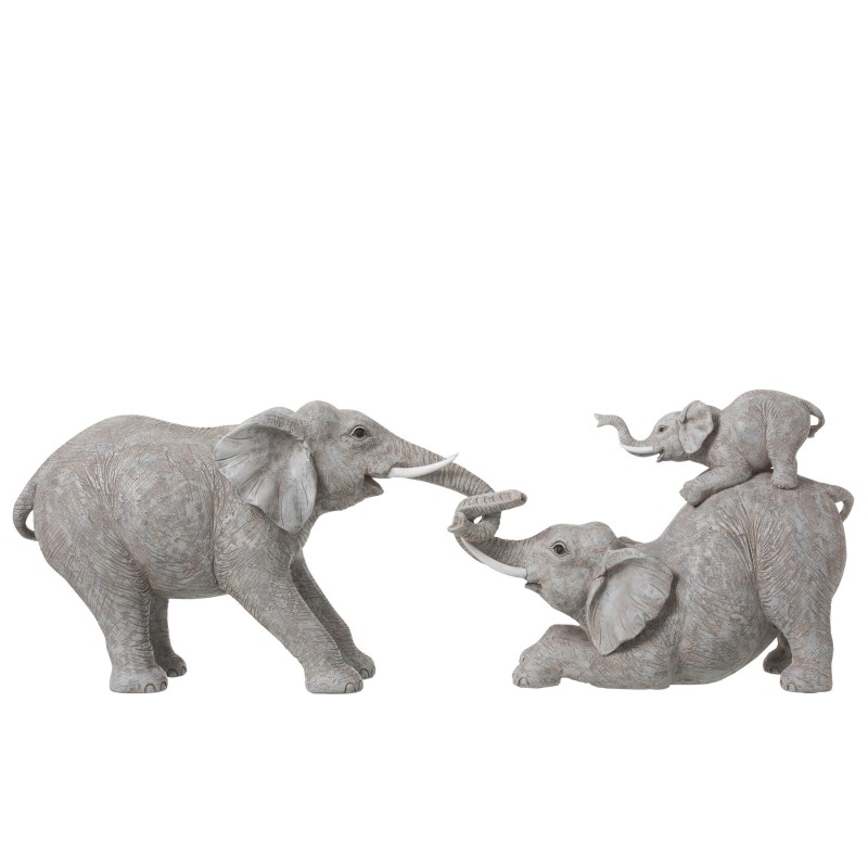 Éléphants en résine gris 72x14.5x25.5 cm Éléphants en résine gris 72x14.5x25.5 cm