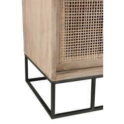 Meuble tv 3 portes coulissantes en bois naturel 150x40x50.5 cm