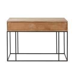 Console avec tiroirs en bois et métal noir 120x42x80 cm