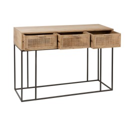 Console avec tiroirs en bois et métal noir 120x42x80 cm