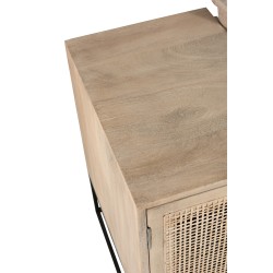 Banc d’entrée en Bois et métal Noir et Naturel 100x50x65cm