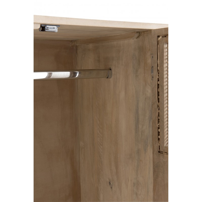 Armoire 3 portes et 4 tiroirs en bois naturel 115x45x175.5 cm