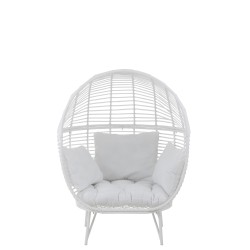 CHAISE LOUNGE OVALE ACIER BLANC