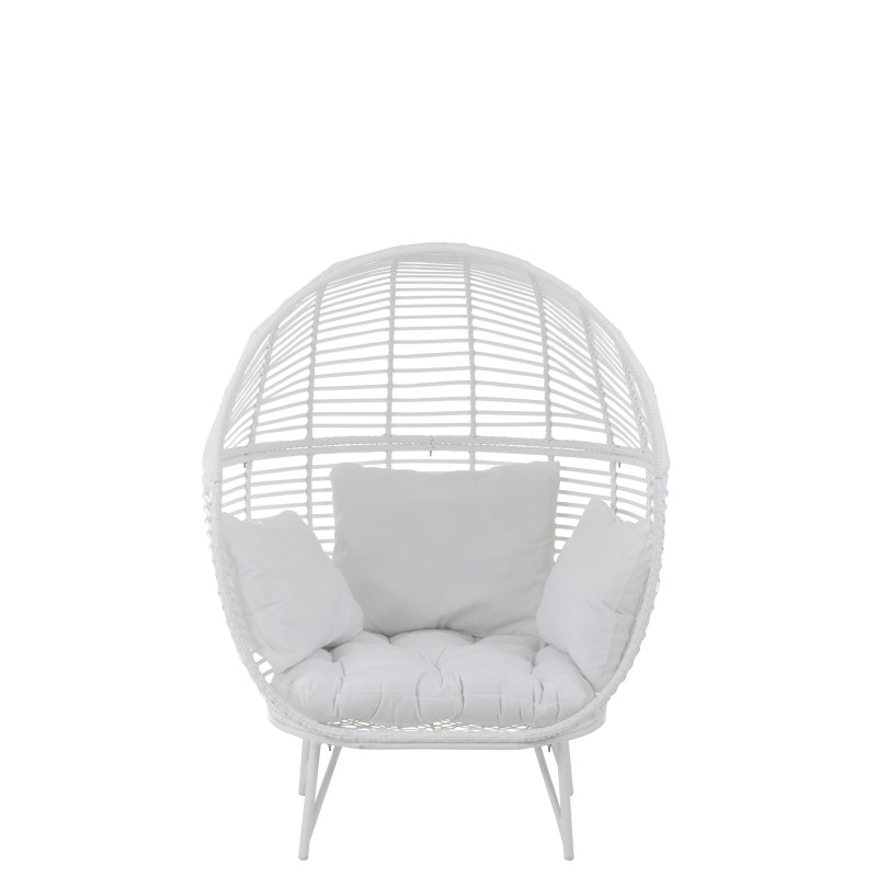 CHAISE LOUNGE OVALE ACIER BLANC