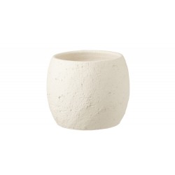 Cachepot de cerámica blanco de 20x20x18 cm