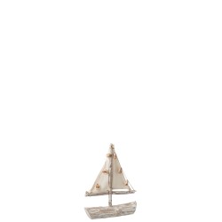 Bateau avec voiles en bois naturel 25.5x7.5x35 cm