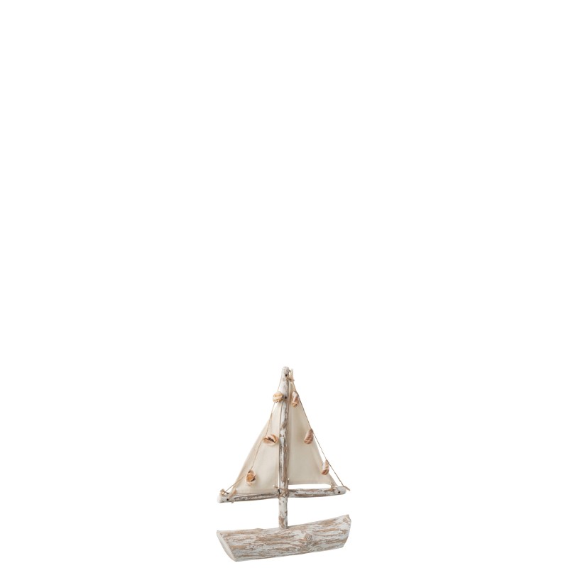 Barco com velas em madeira natural 25,5 x 7,5 x 35 cm Barco com velas em madeira natural 25,5 x 7,5 x 35 cm