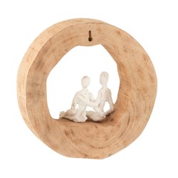 Coppia seduta in cerchio di legno bianco 29x 6x28 cm