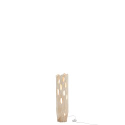 LAMPE DE TABLE TRONC AVEC TROUS BOIS PAULOWNIA BLANC