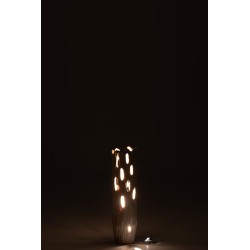 LAMPE DE TABLE TRONC AVEC TROUS BOIS PAULOWNIA BLANC