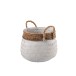 Cesta con asas de madera Blanco y Natural 49x47x39cm