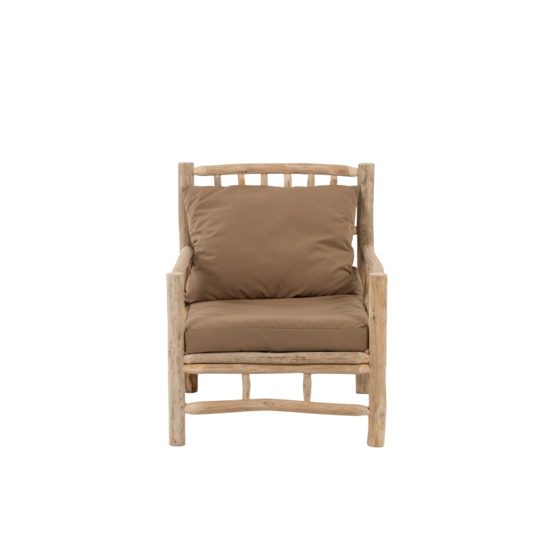 SOFA 1 PERSONNE TEK + TEXTILE NATUREL/MARRON