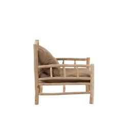 SOFA 1 PERSONNE TEK + TEXTILE NATUREL/MARRON