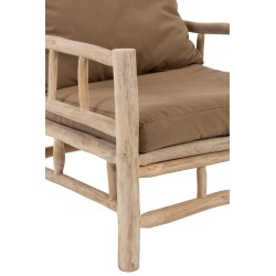 SOFA 1 PERSONNE TEK + TEXTILE NATUREL/MARRON