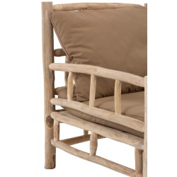 SOFA 1 PERSONNE TEK + TEXTILE NATUREL/MARRON