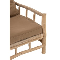 SOFA 1 PERSONNE TEK + TEXTILE NATUREL/MARRON