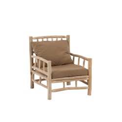 SOFA 1 PERSONNE TEK + TEXTILE NATUREL/MARRON