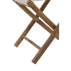 Taburete plegable de tela beige y madera marrón de 40x40x42 cm