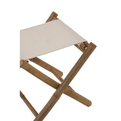 Taburete plegable de tela beige y madera marrón de 40x40x42 cm