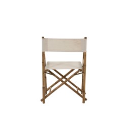 Silla de director plegable en textil blanco y madera 58x44x88 cm