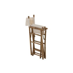 Silla de director plegable en textil blanco y madera 58x44x88 cm