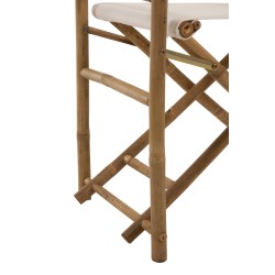 Silla de director plegable en textil blanco y madera 58x44x88 cm