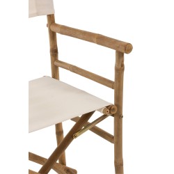 Silla de director plegable en textil blanco y madera 58x44x88 cm