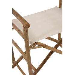 Silla de director plegable en textil blanco y madera 58x44x88 cm