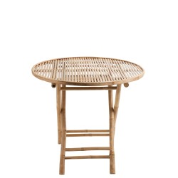 Mesa redonda plegable de bambú natural 90x90x76 cm