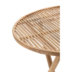 Mesa redonda plegable de bambú natural 90x90x76 cm