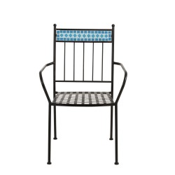 CHAISE MOSAIQUE METAL/CERAMIQUE BLEU