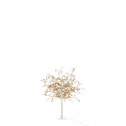 Arbre lumineux branche et feuilles pailletées doré led 100cm
