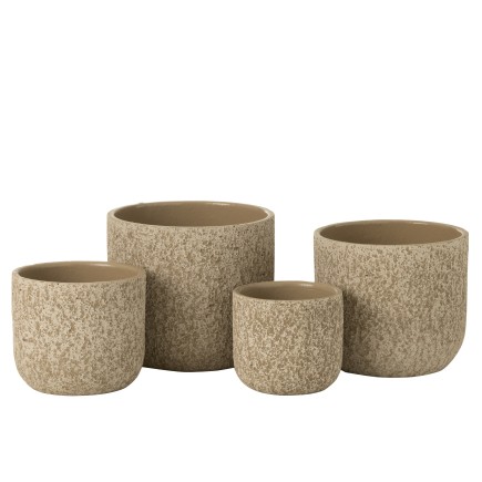 Cache-pot en céramique beige 22x22x20 cm