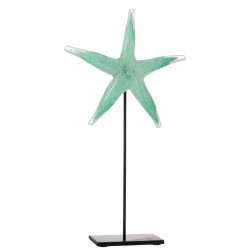 Étoile de mer sur socle en Verre Azur 22x8x42cm