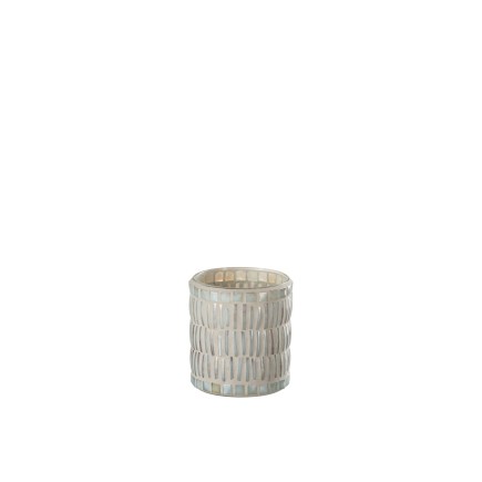Candelabro redondo de mosaico de vidrio y cemento gris de 10x10x10cm