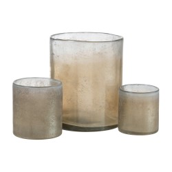 PHOTOPHORE SMOKEY CYLINDRIQUE VERRE BEIGE LARGE