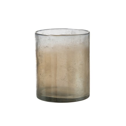 Photophore en verre beige 19x19x23 cm