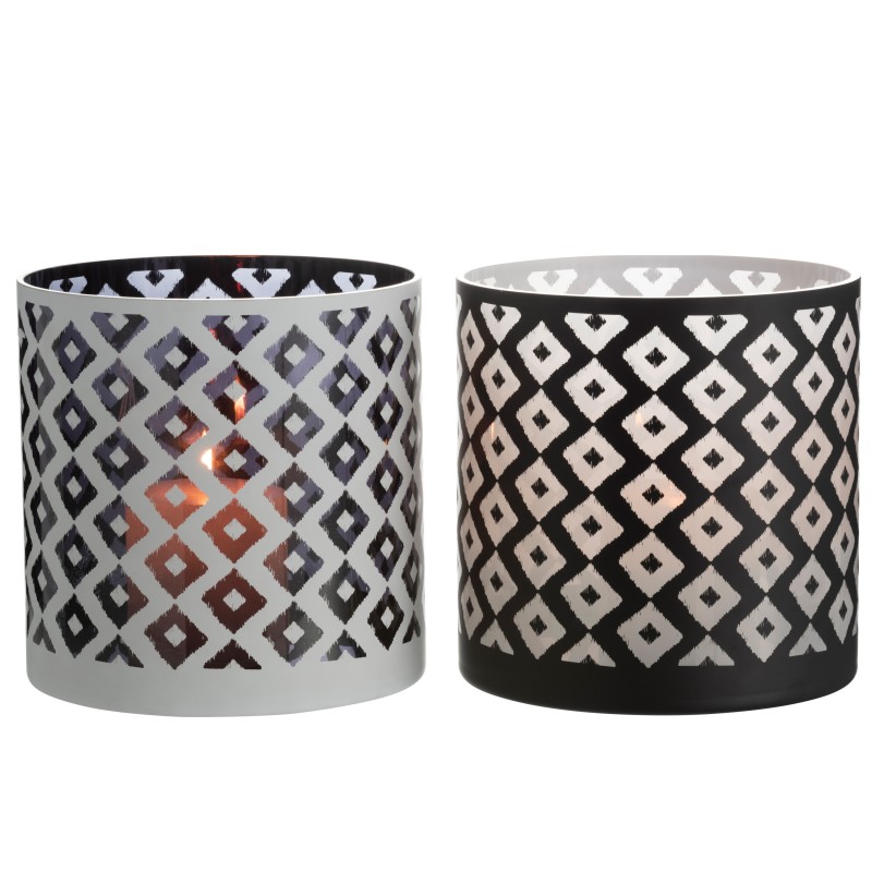 Set de 2 photophores en verre blanc 24.5x24.5x24.5 cm Set de 2 photophores en verre blanc 24.5x24.5x24.5 cm