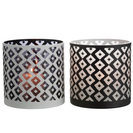 Set de 2 photophores en verre blanc 24.5x24.5x24.5 cm