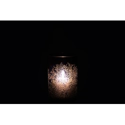 Photophore en verre avec décoration corail blanc