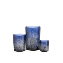Photophore en verre avec décoration corail blanc