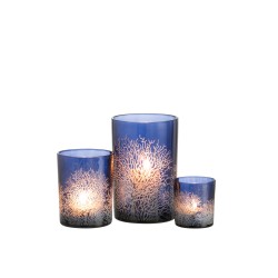 Photophore en verre avec décoration corail blanc